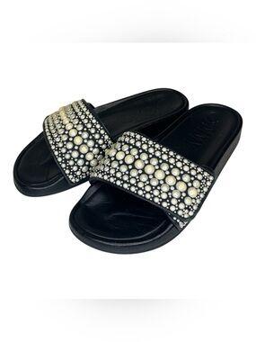 Jimmy Choo Pearl Encrusted Open Toe Slides